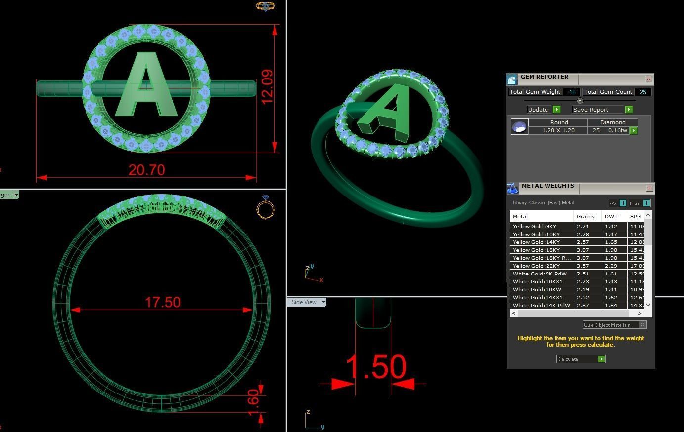 Jewelry Alphabet Ring A 3D print model_1