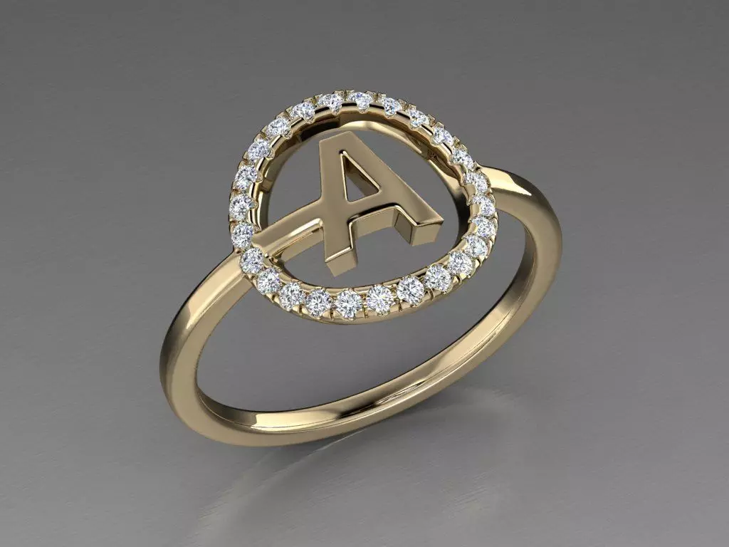 Jewelry Alphabet Ring A 3D print model_0