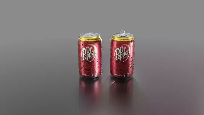 Soda Can with droplets low poly Low-poly 3D model