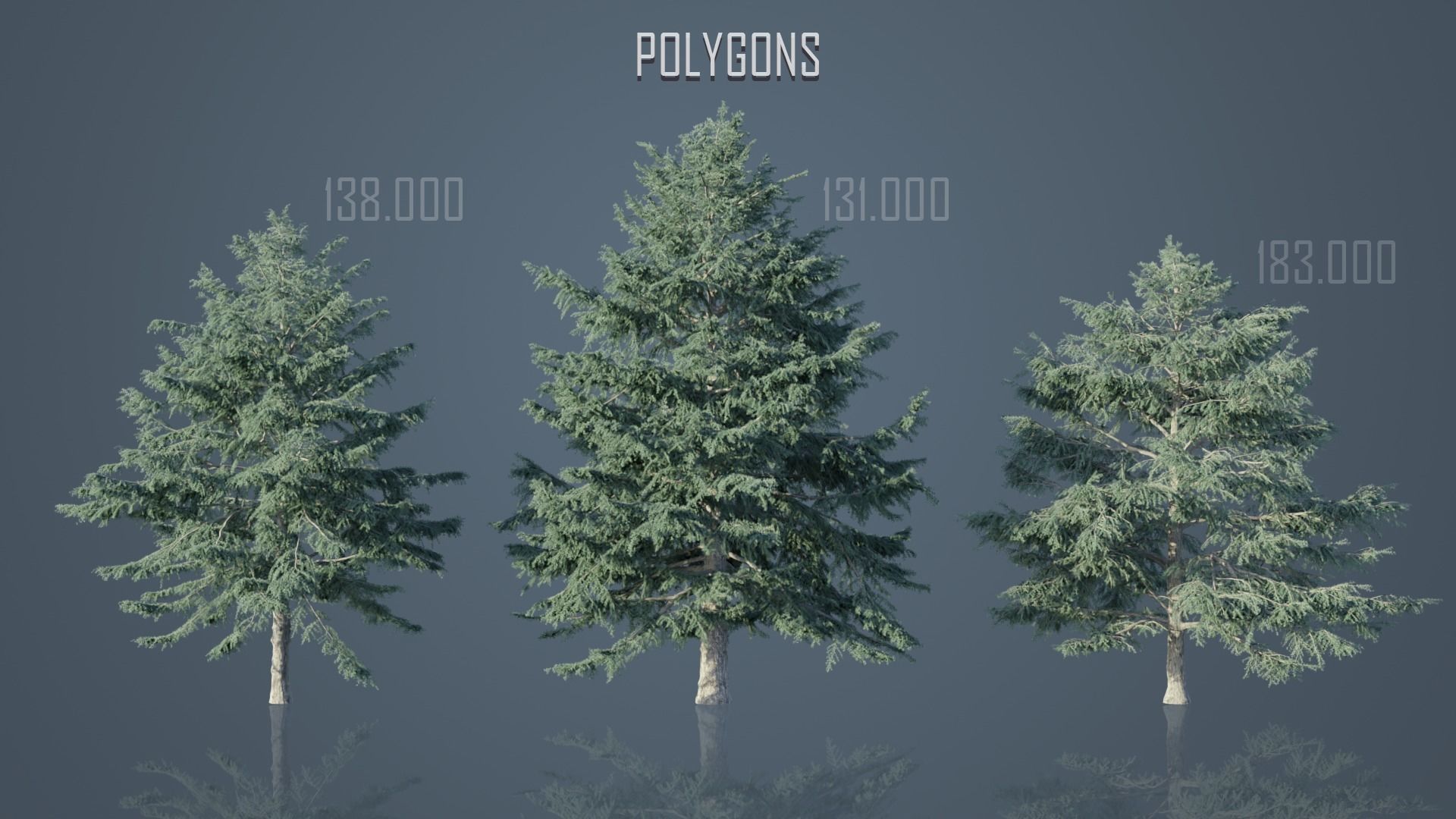 Deodar Cedar Trees Low-poly 3D model_7