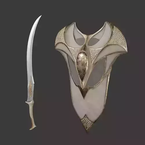 Elven Shield and Sword Medieval Weapons