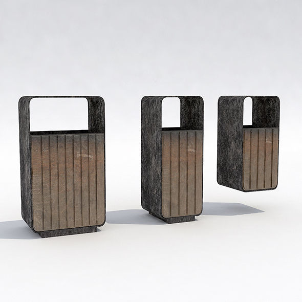 Street trash can - collection 5 models  3D model_5