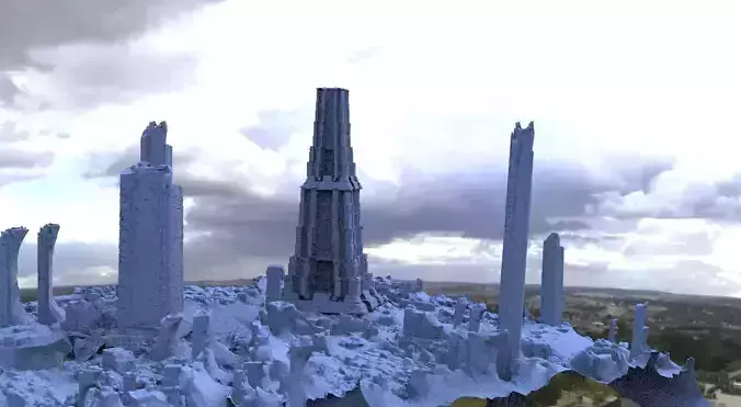 Sci Fi City With Tall Towers