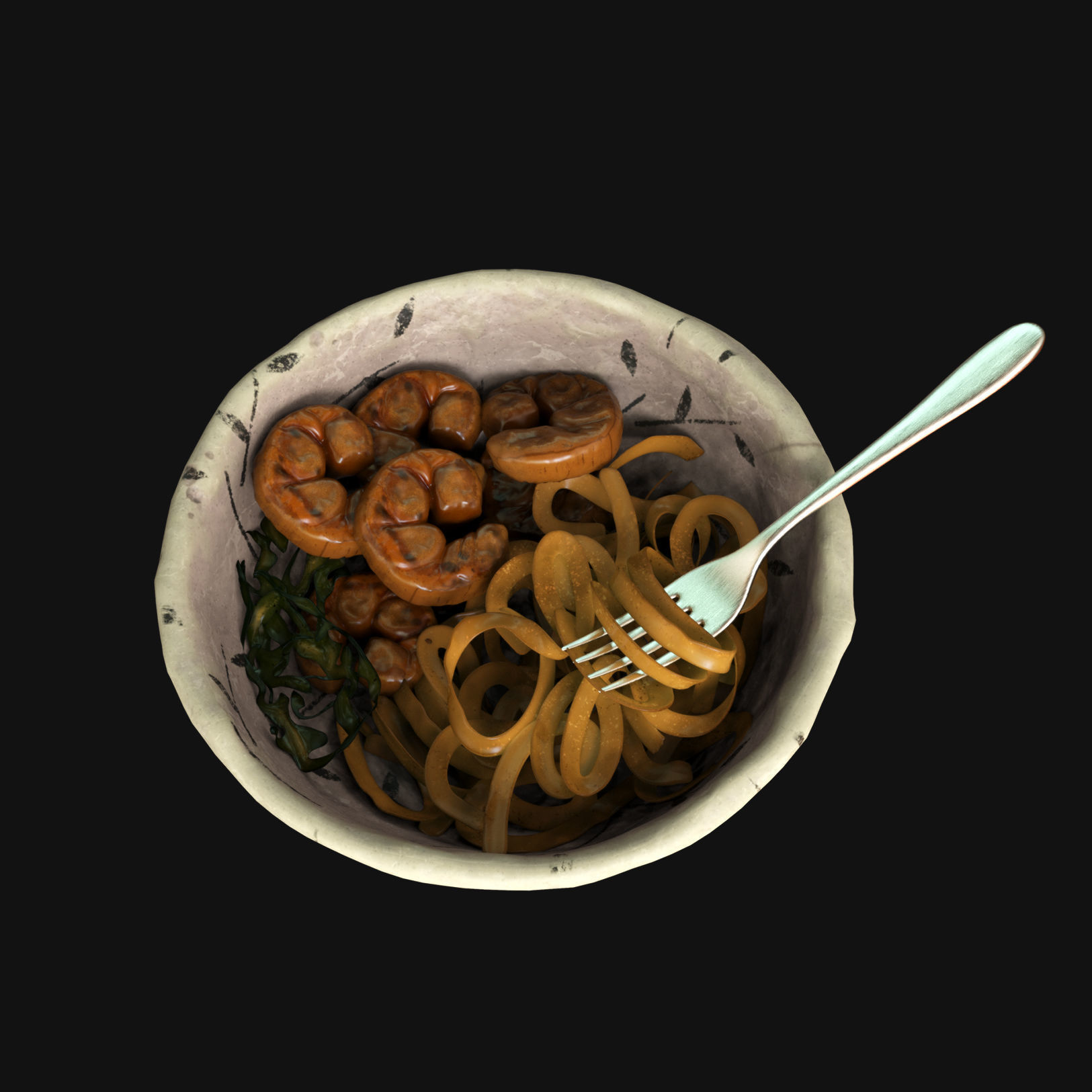 Food collection plate of spring rolls with sauce 3D model_35