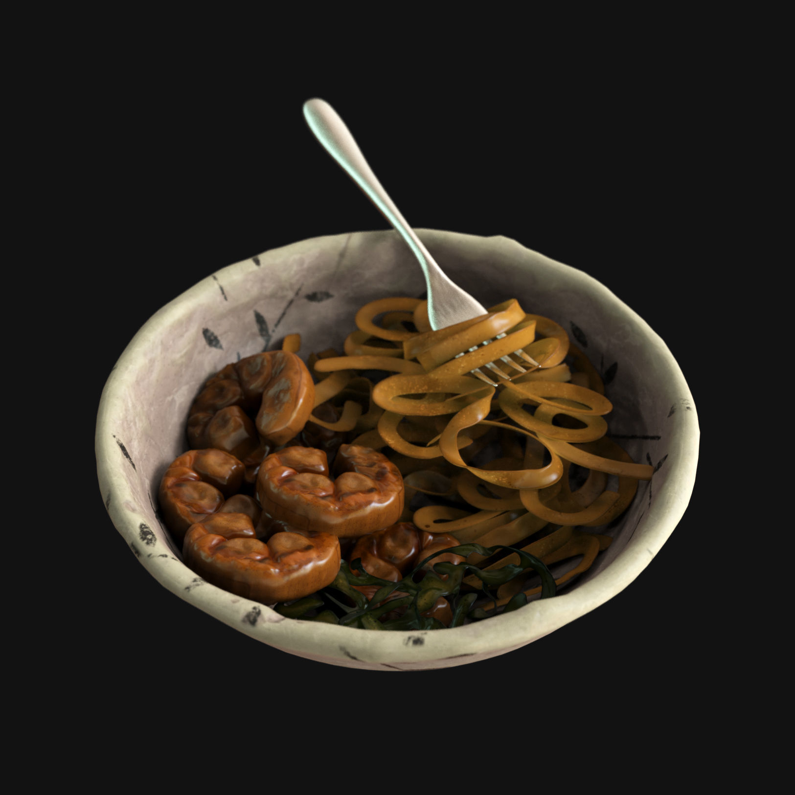 Food collection plate of spring rolls with sauce 3D model_38