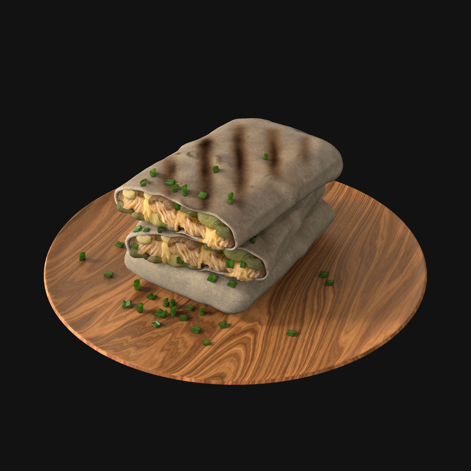 Food collection plate of spring rolls with sauce 3D model_27
