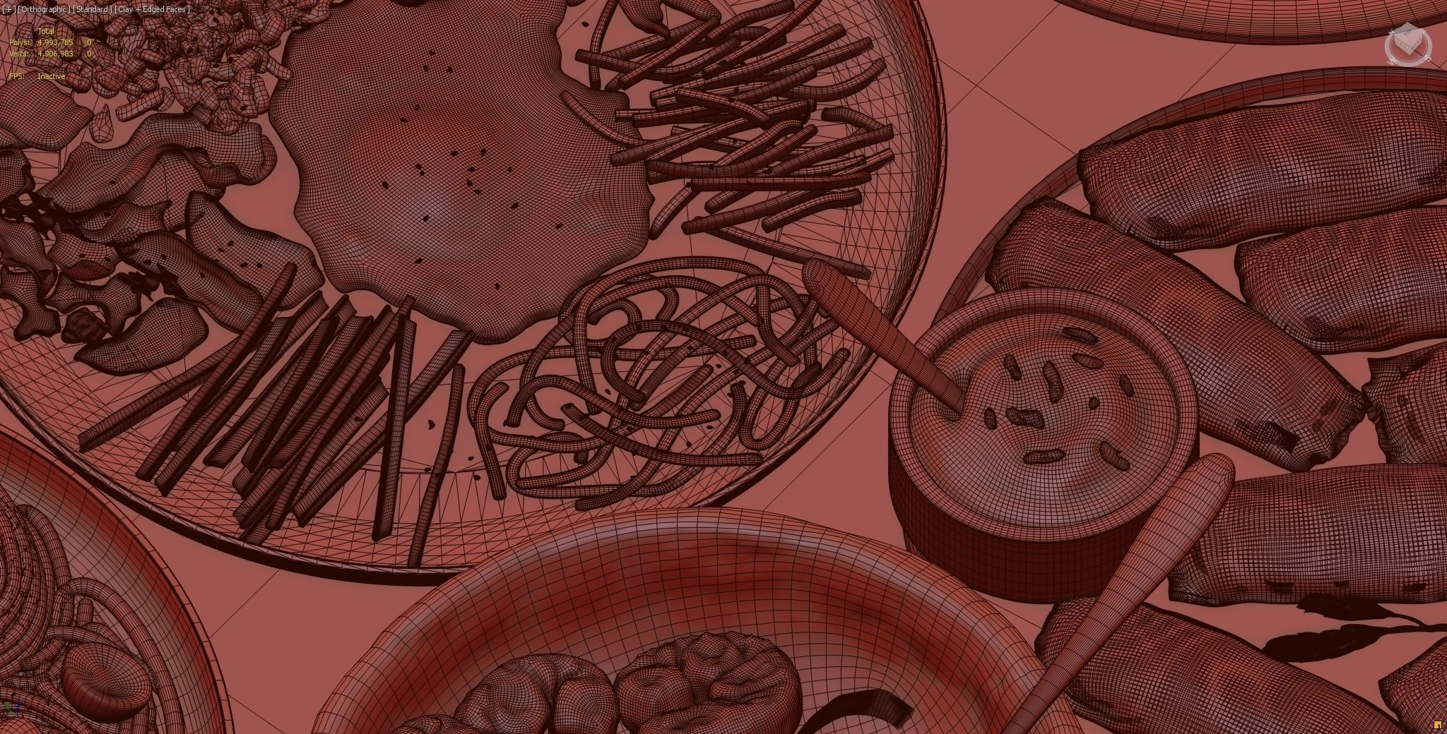 Food collection plate of spring rolls with sauce 3D model_9