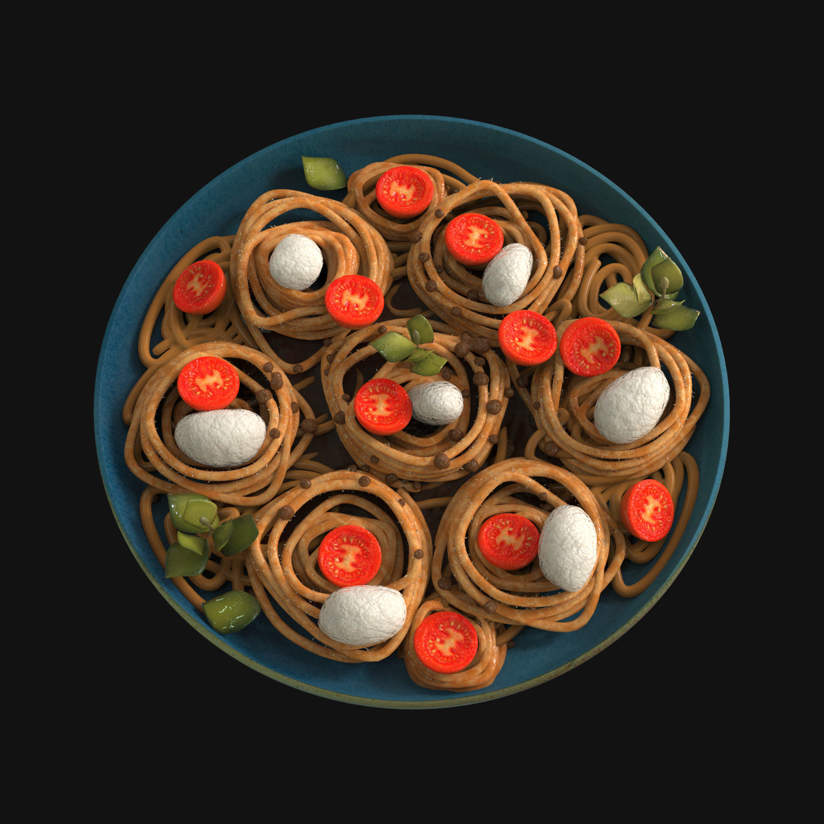 Food collection plate of spring rolls with sauce 3D model_11