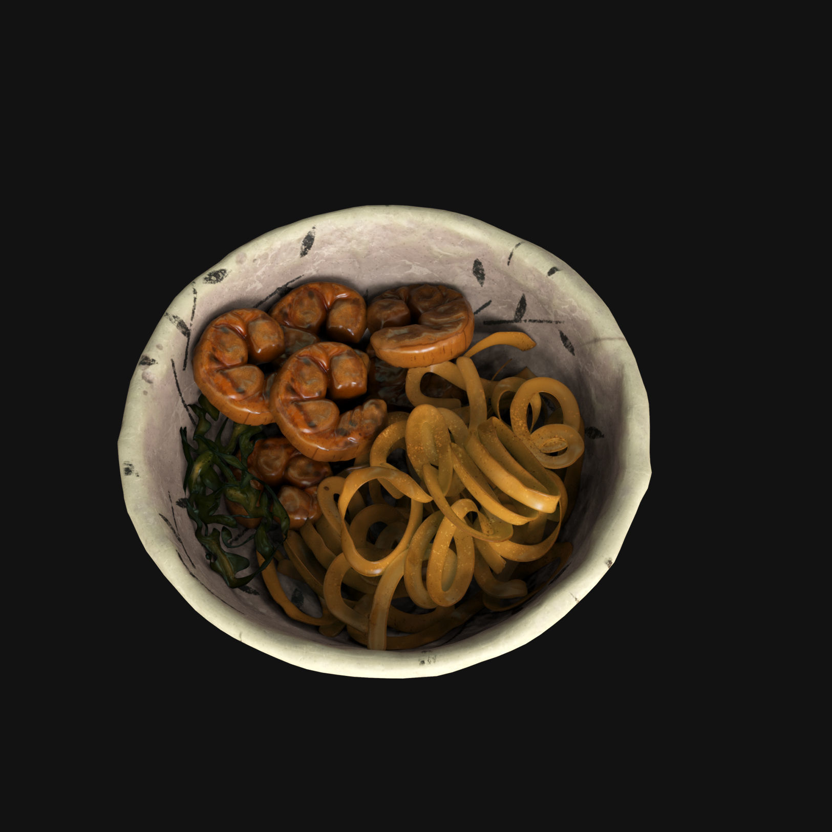 Food collection plate of spring rolls with sauce 3D model_36