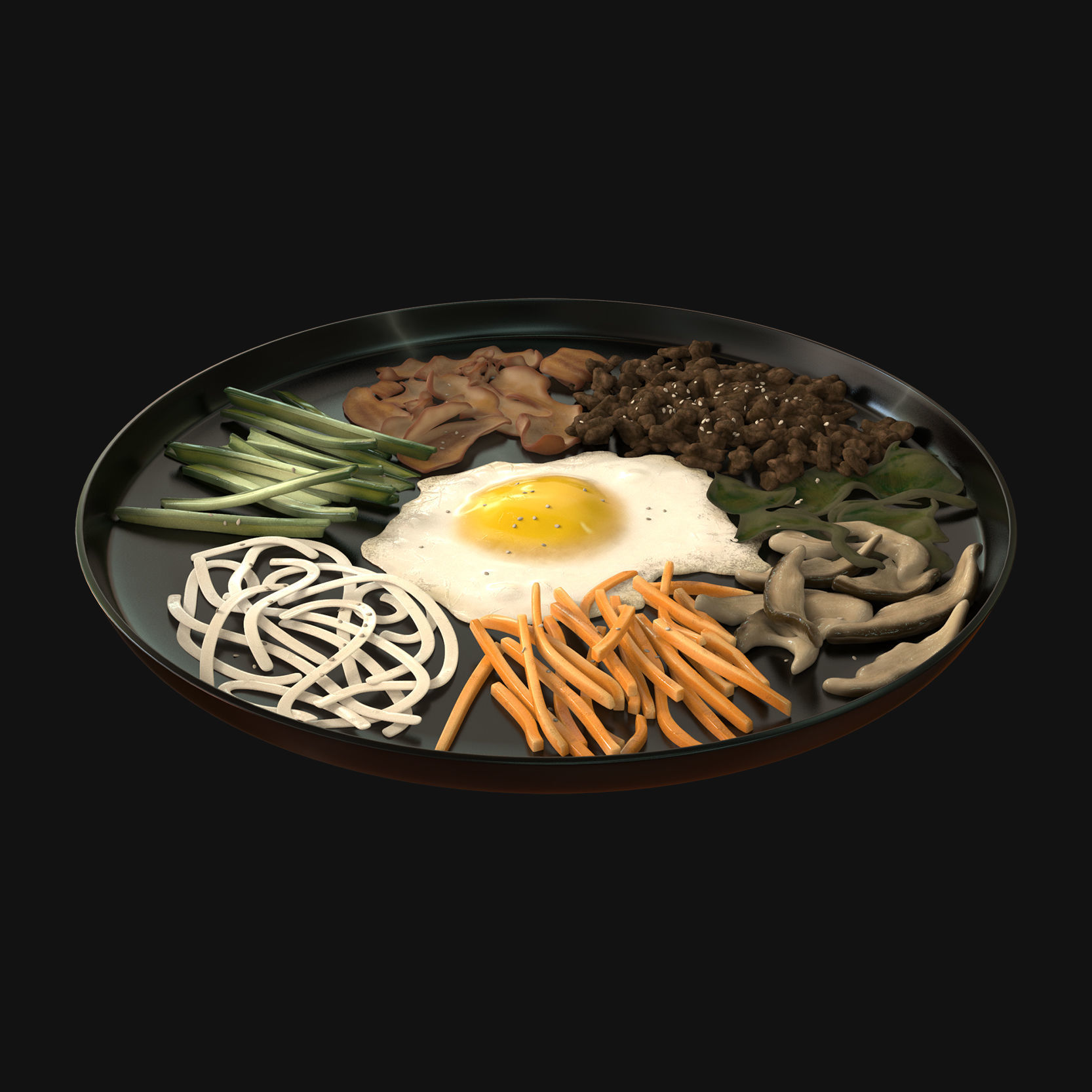 Food collection plate of spring rolls with sauce 3D model_17