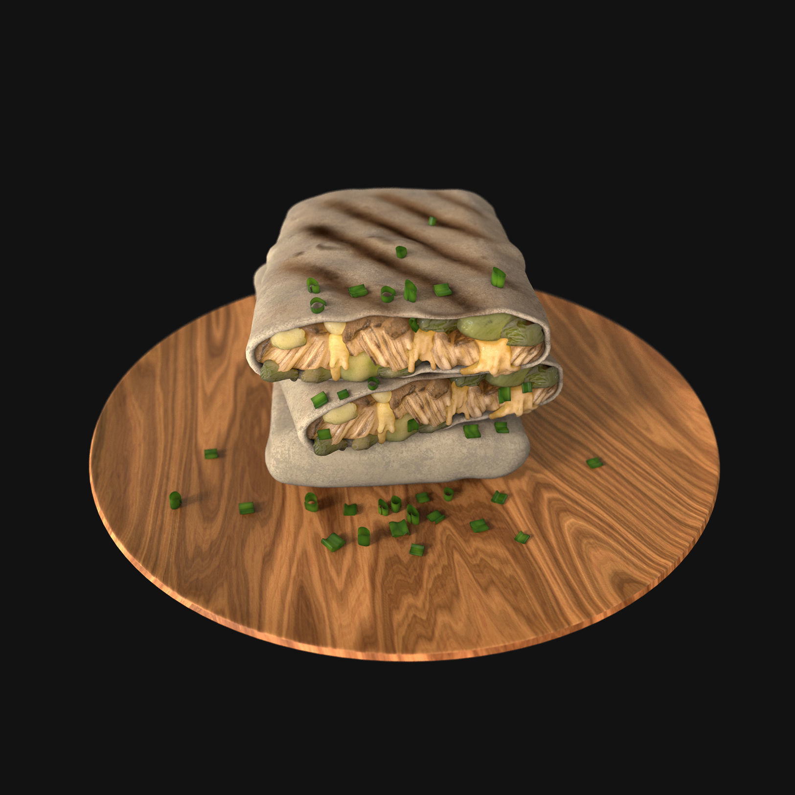 Food collection plate of spring rolls with sauce 3D model_28