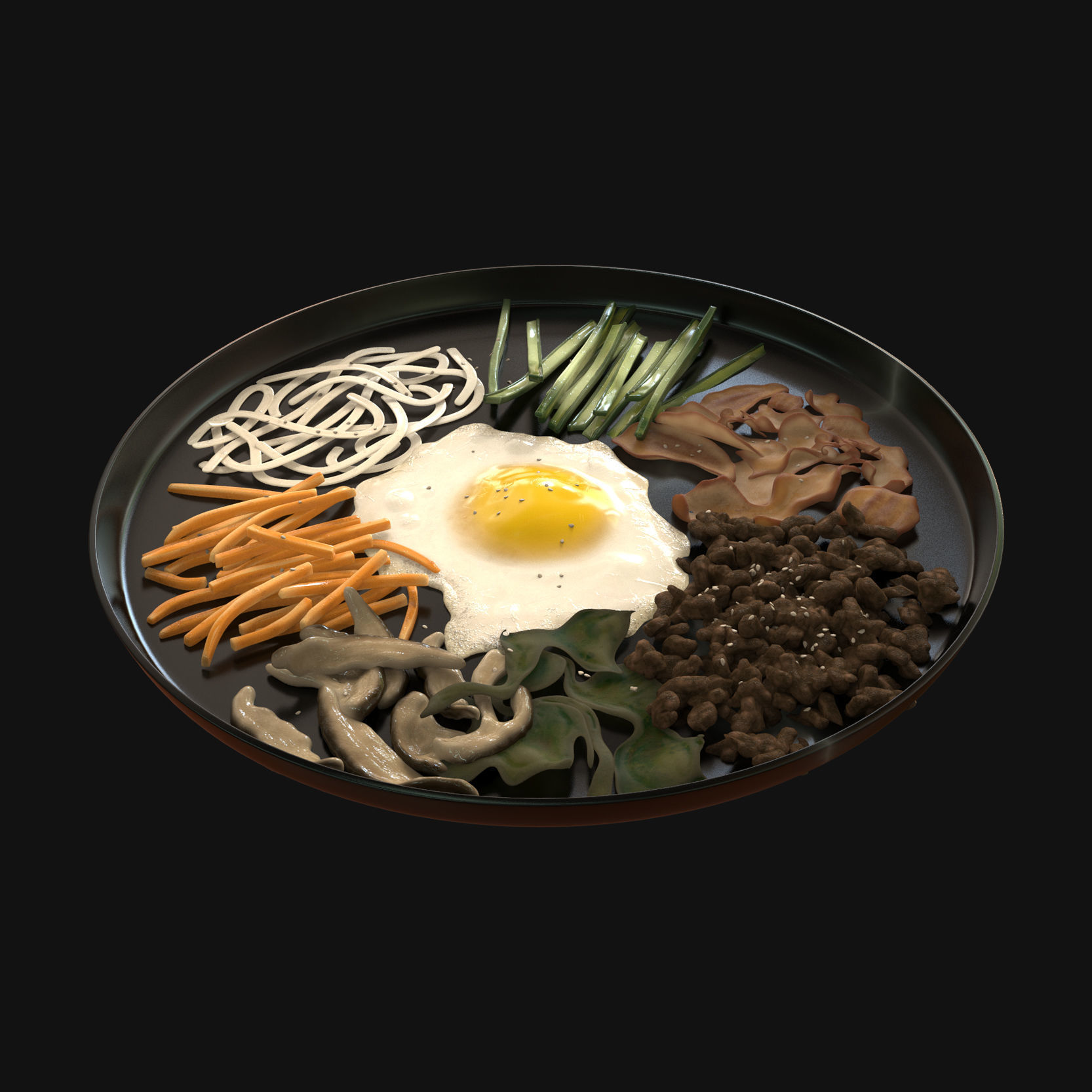 Food collection plate of spring rolls with sauce 3D model_15