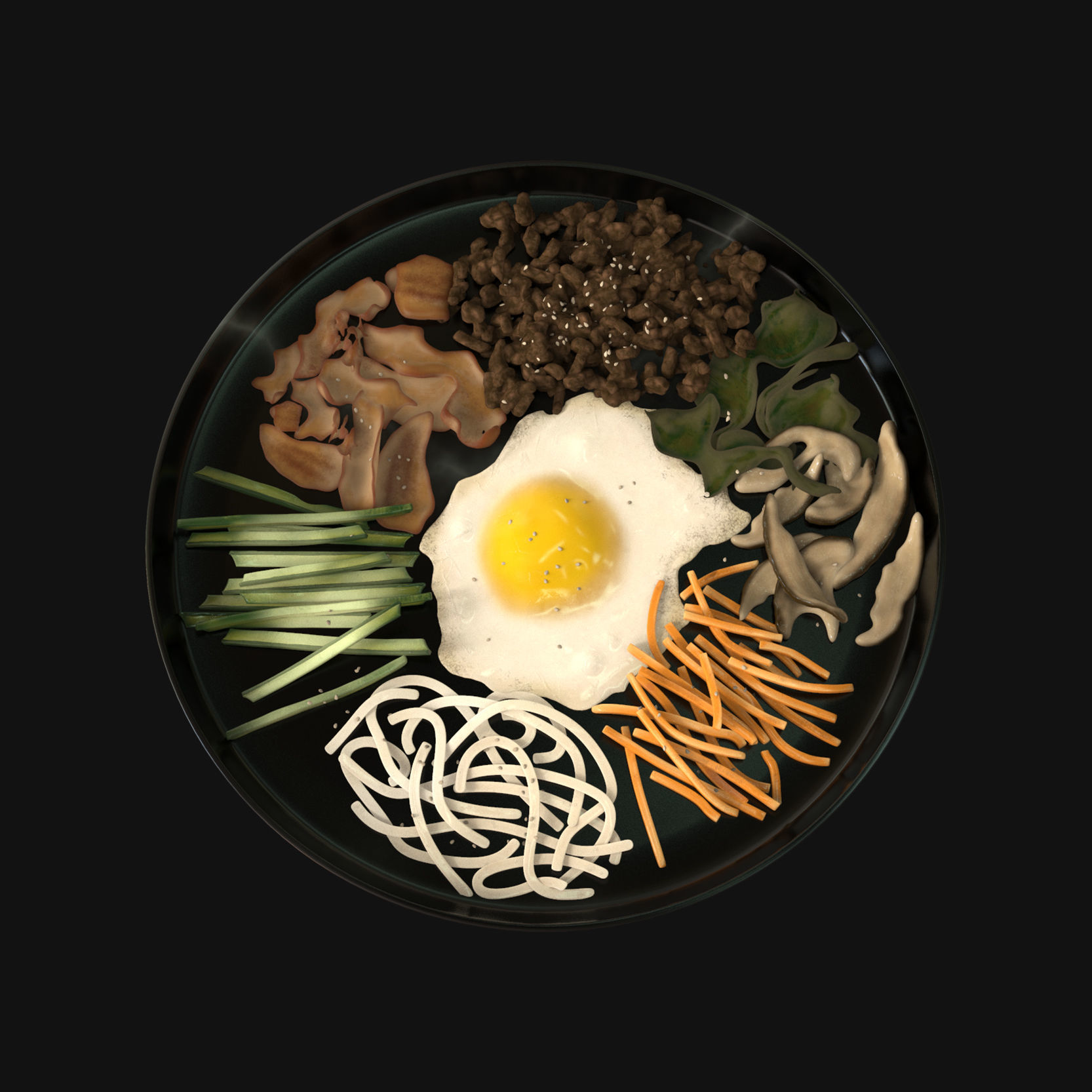 Food collection plate of spring rolls with sauce 3D model_18