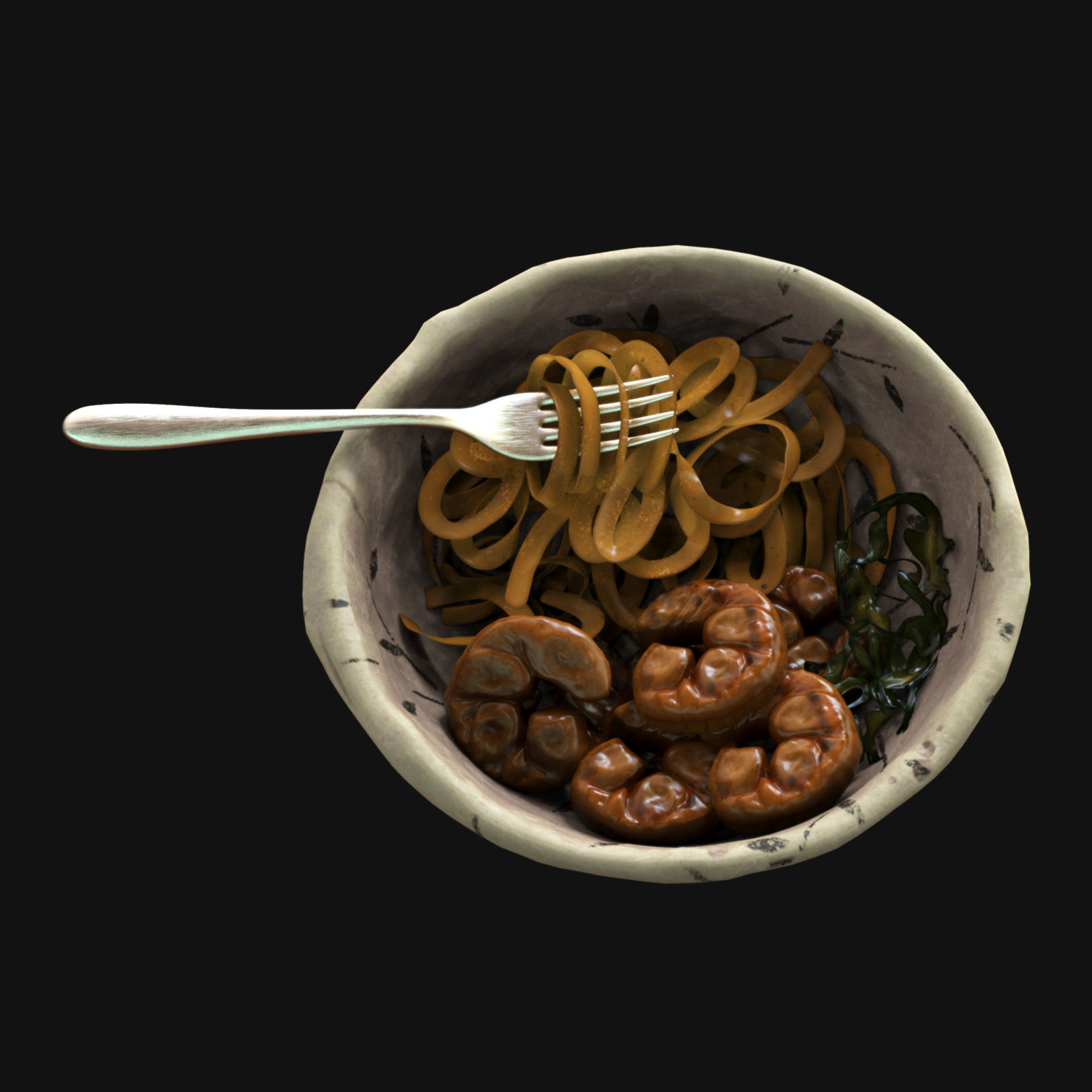Food collection plate of spring rolls with sauce 3D model_34