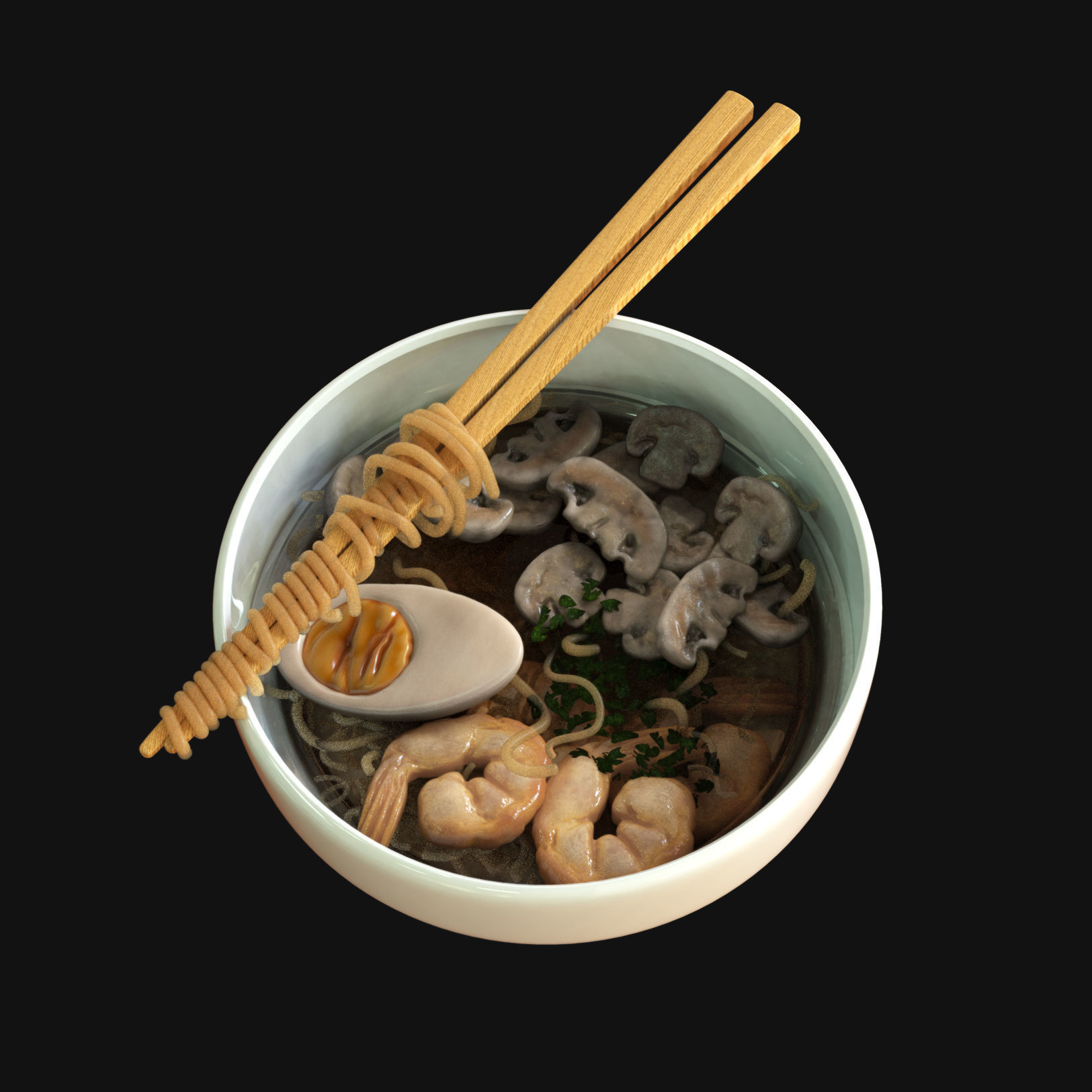 Food collection plate of spring rolls with sauce 3D model_24