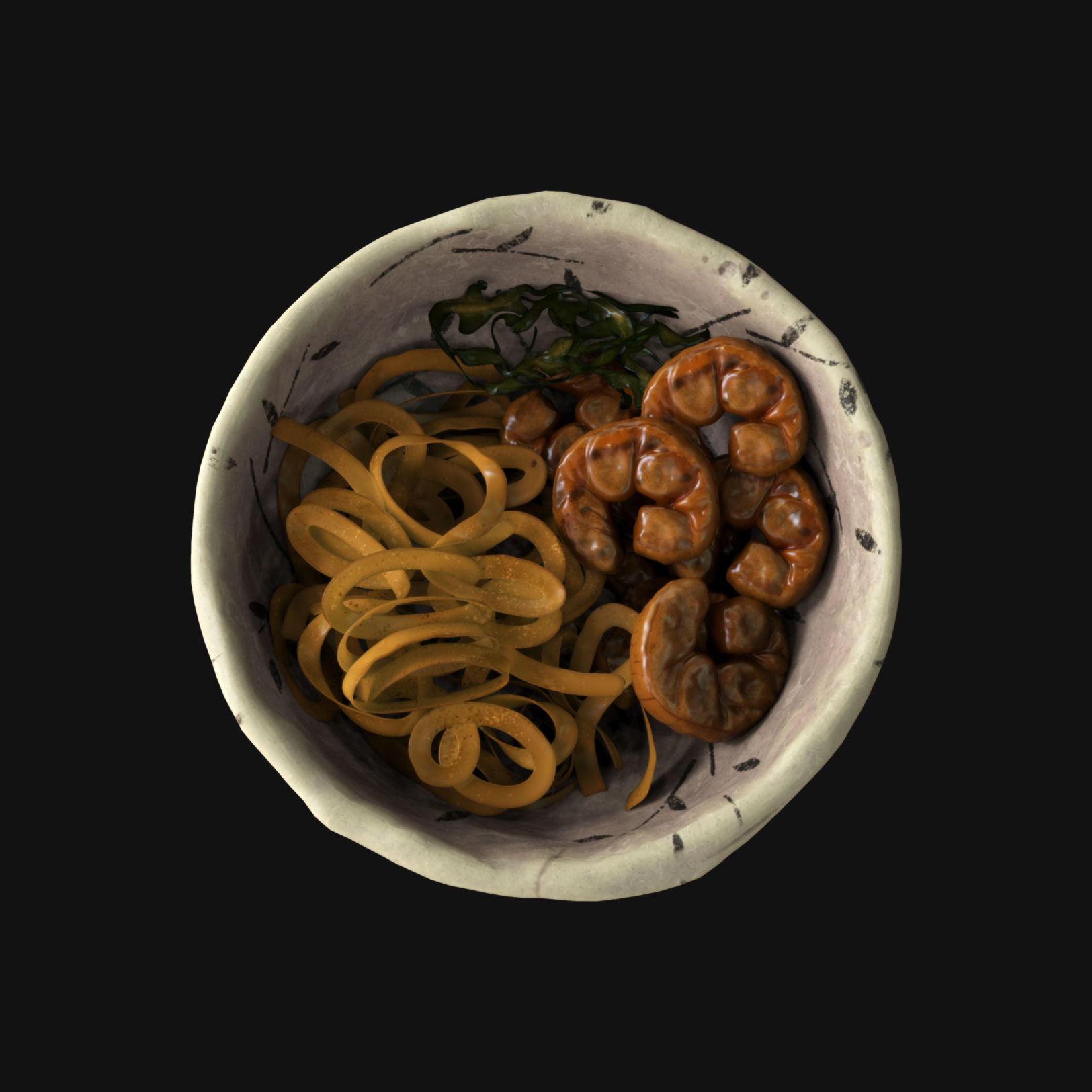 Food collection plate of spring rolls with sauce 3D model_37