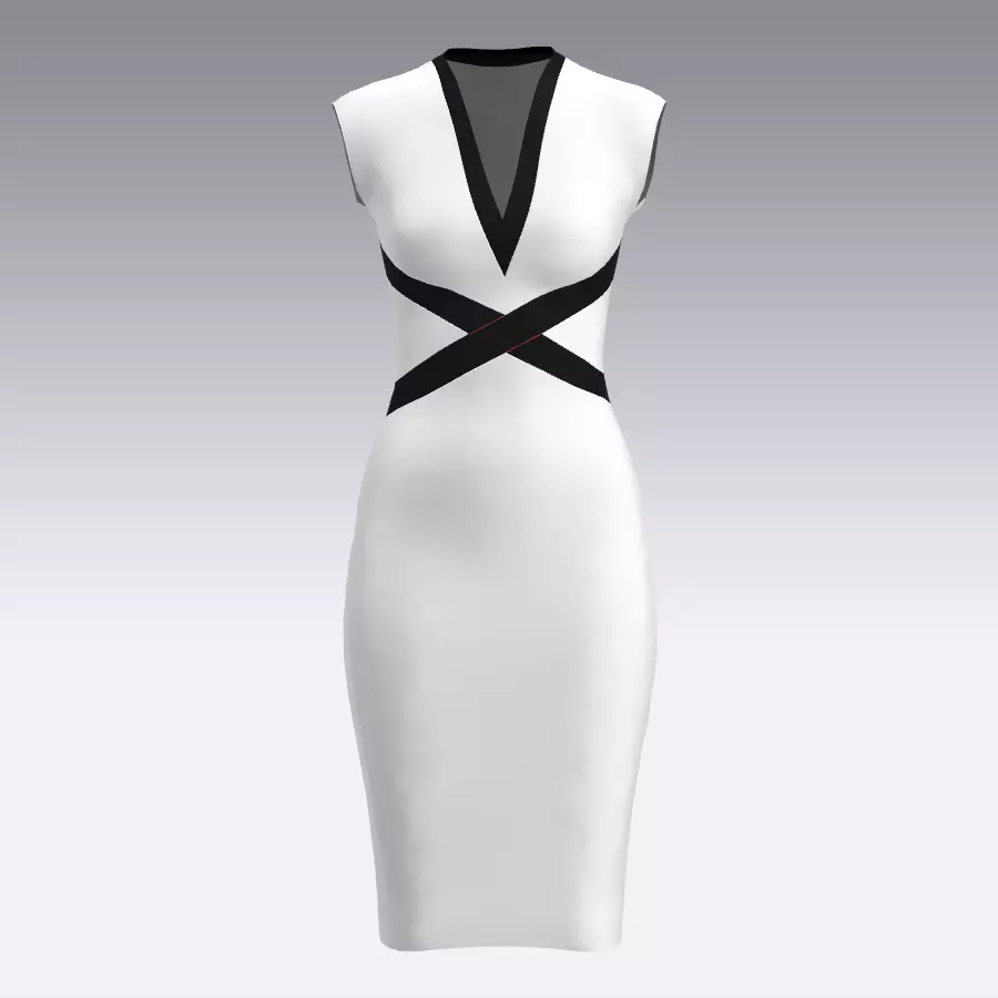 DRESS DRESS v-neck bodycon 3D model_0