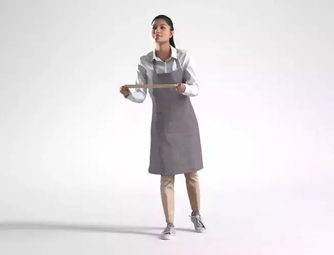 Woman Waitress Walking with Tray Low poly Kay 2014