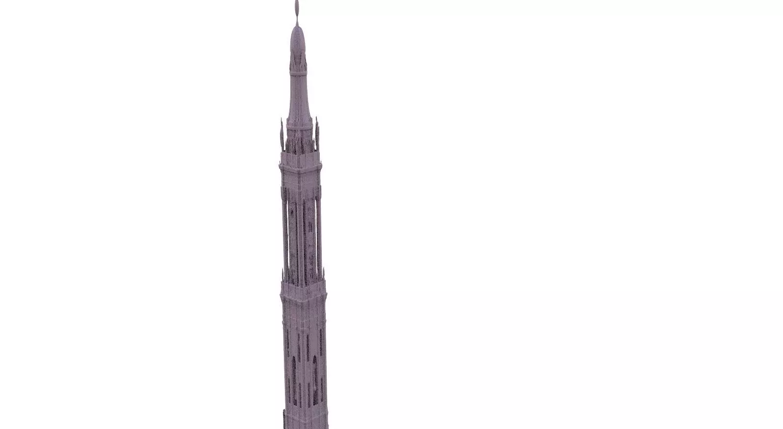 Cathedral Tower Thin 3D model_0