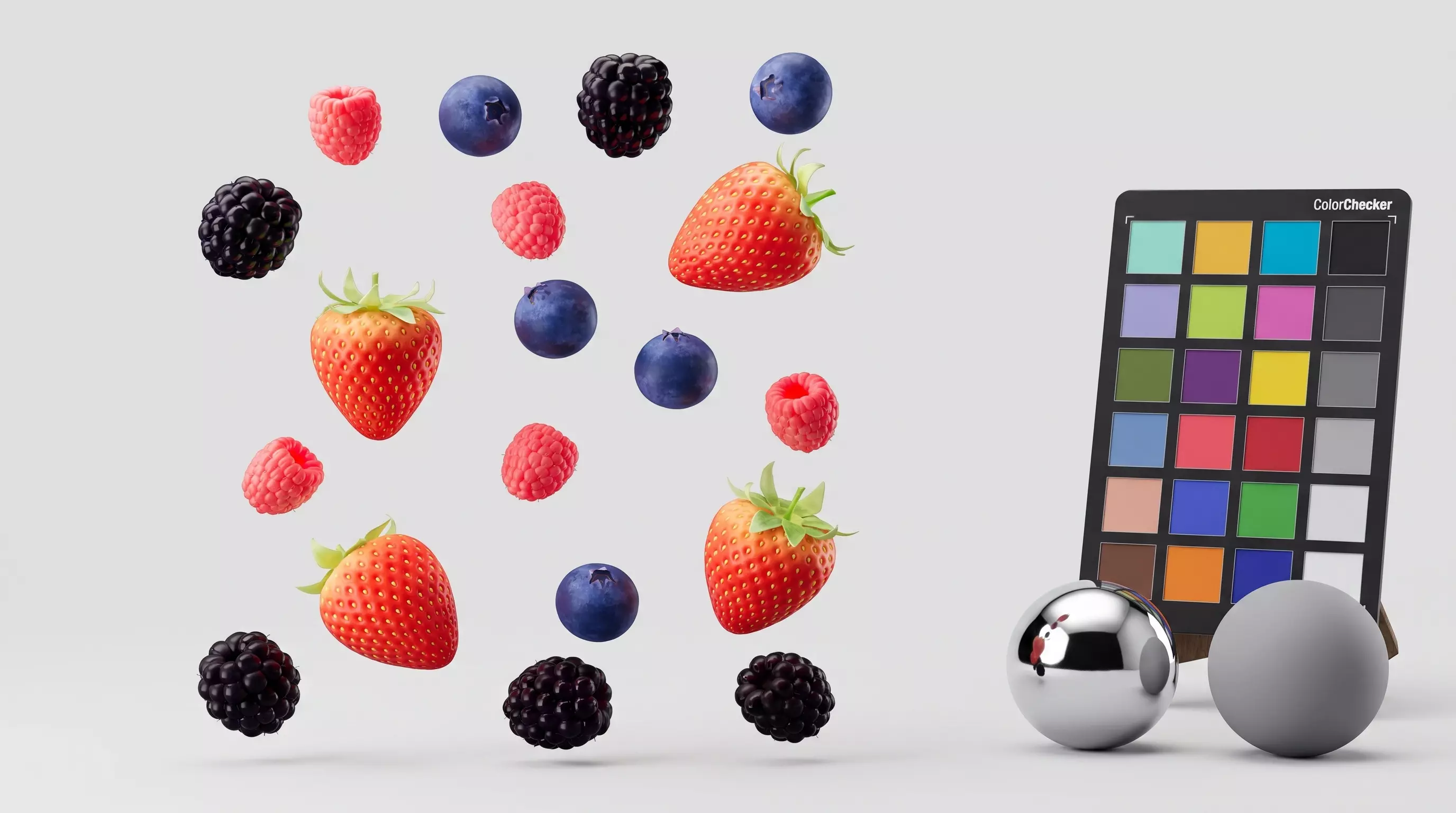 Realistic 3D Fruits Strawberry Raspberry Blueberry Blackberry 3D model