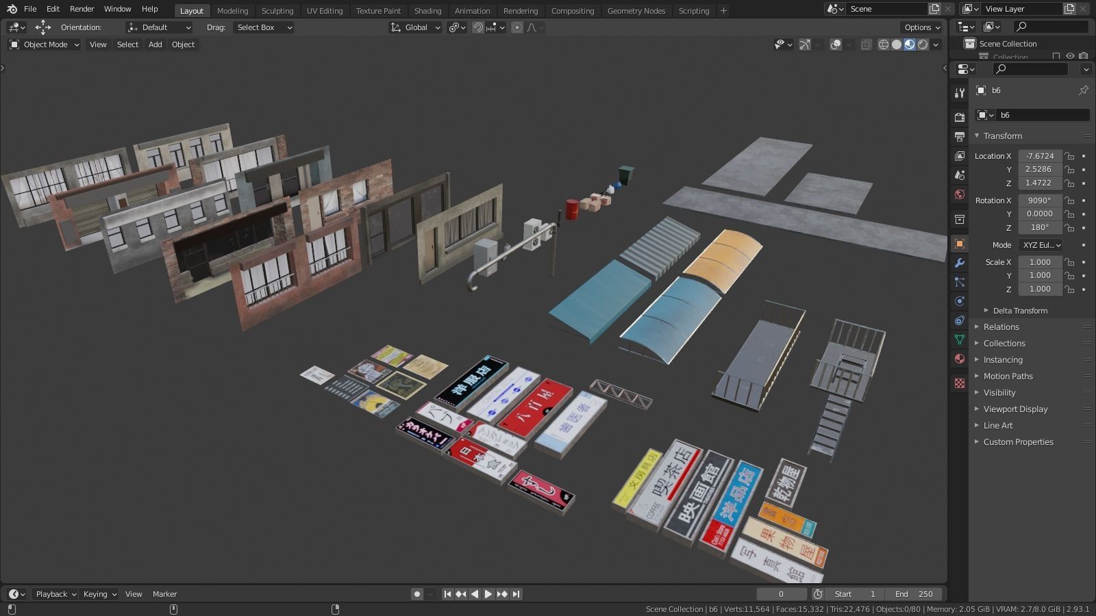 Modular Buildings Asset Pack 3D model_1