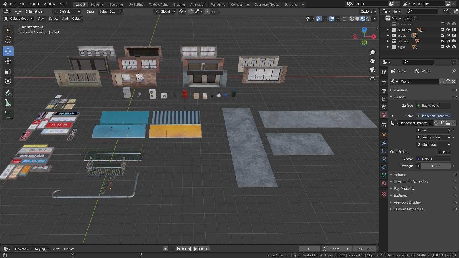Modular Buildings Asset Pack 3D model_4