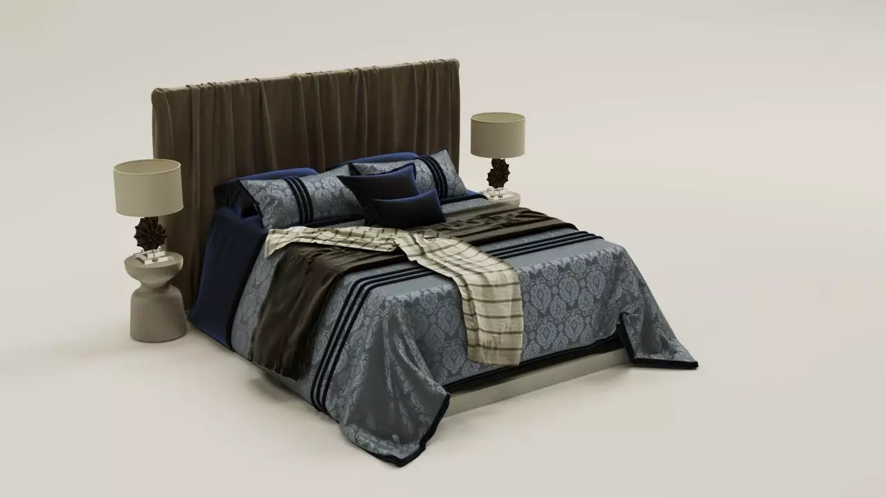 sofa bed with bedding 3D model