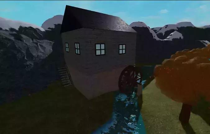 House with water wheel