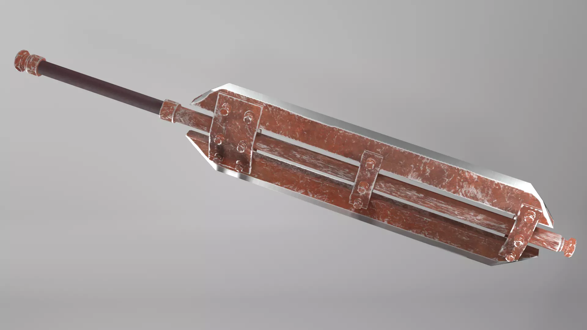 Post-apocalyptic homemade two-handed big sword 3D model_0