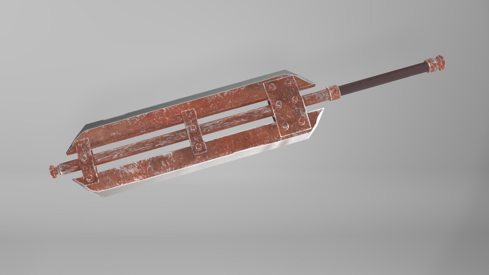 Post-apocalyptic homemade two-handed big sword 3D model_1