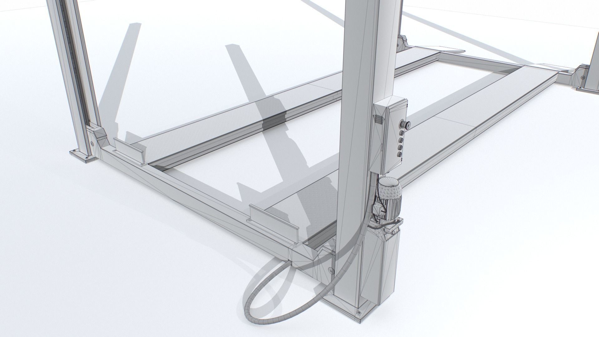 Four Post Lift Low-poly 3D model_7