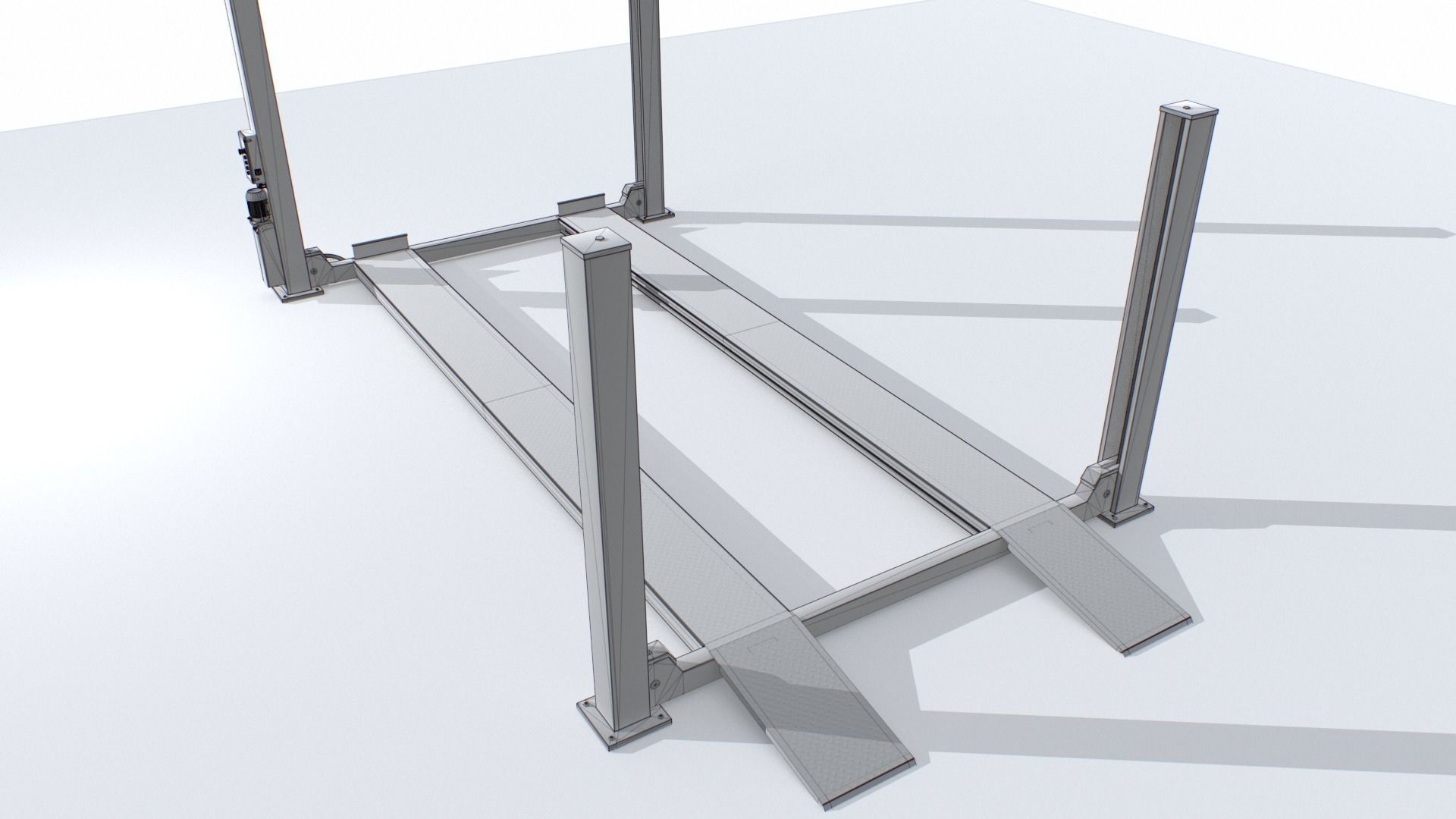 Four Post Lift Low-poly 3D model_6