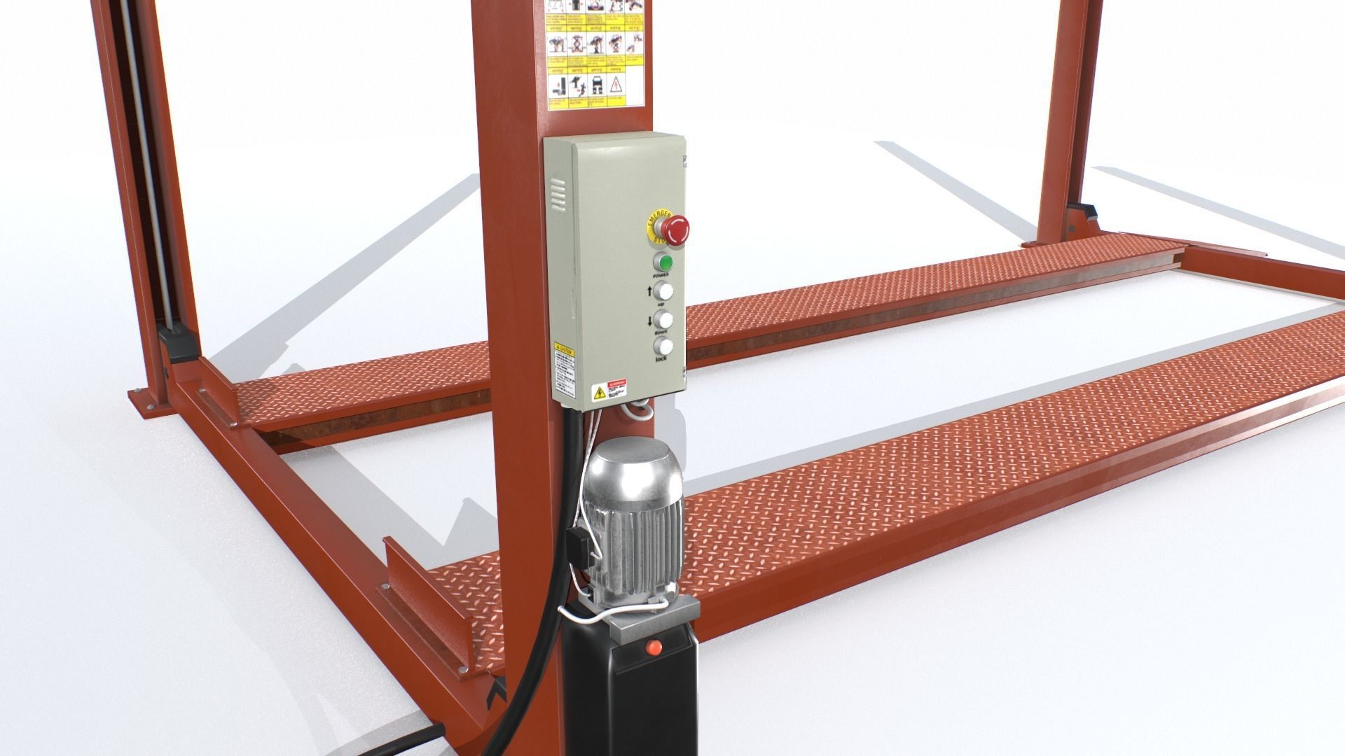 Four Post Lift Low-poly 3D model_3