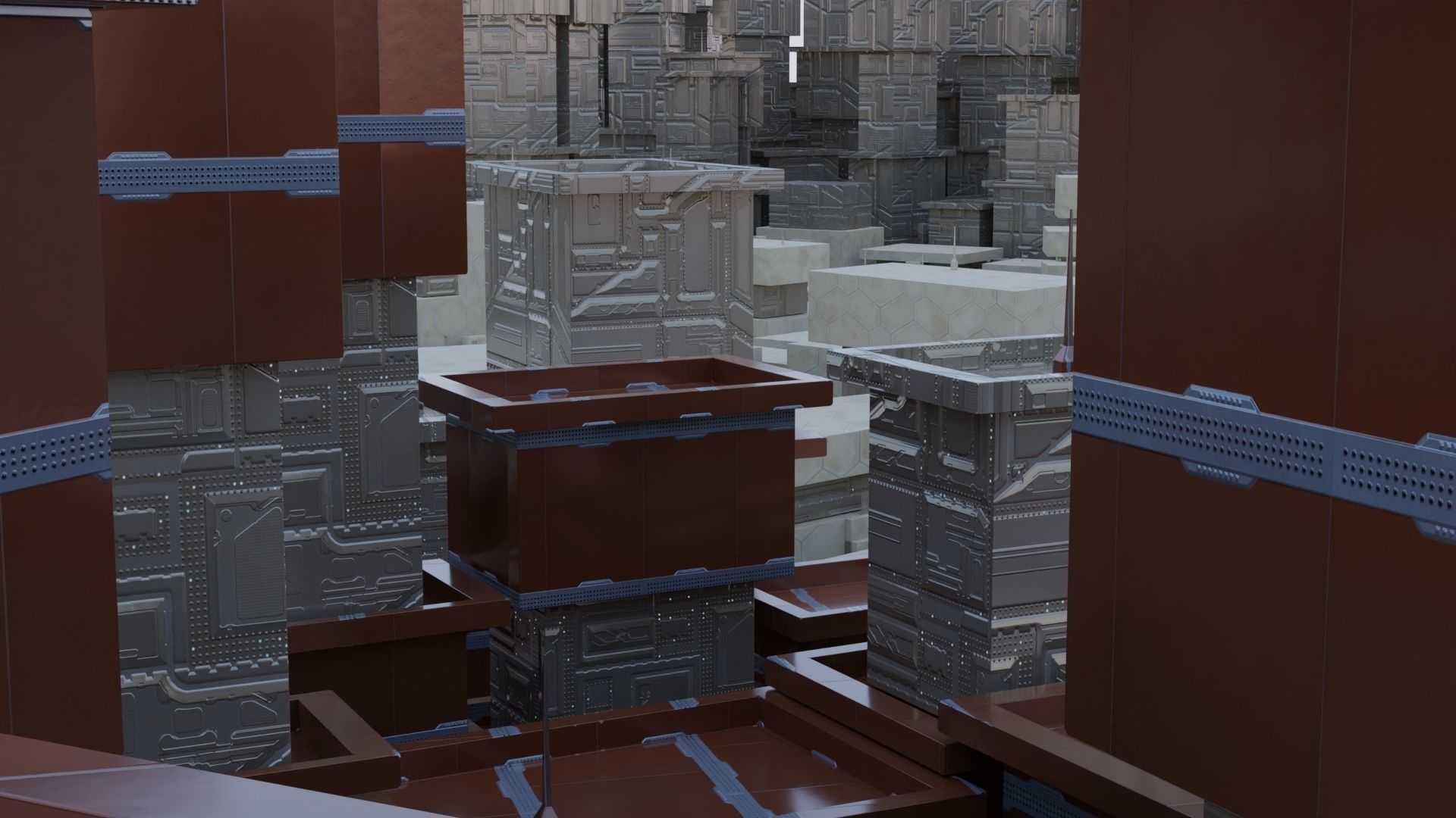 Sci fi city settlement Game Ready 4k real world scale Interiors Low-poly 3D model_8