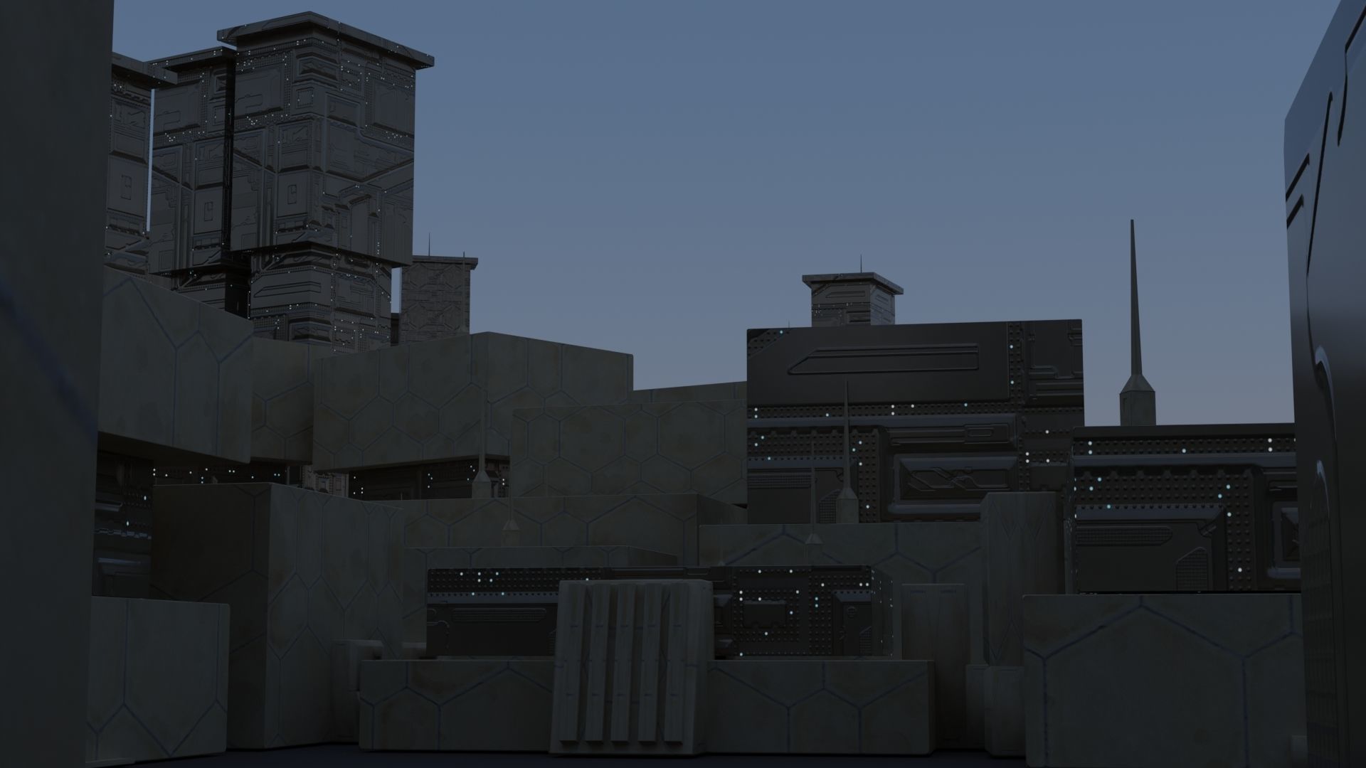 Sci fi city settlement Game Ready 4k real world scale Interiors Low-poly 3D model_6