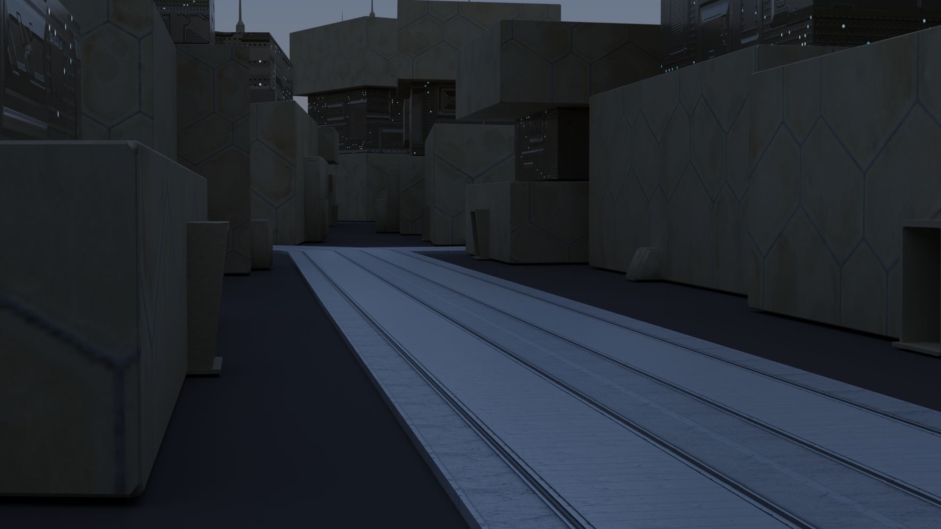 Sci fi city settlement Game Ready 4k real world scale Interiors Low-poly 3D model_7