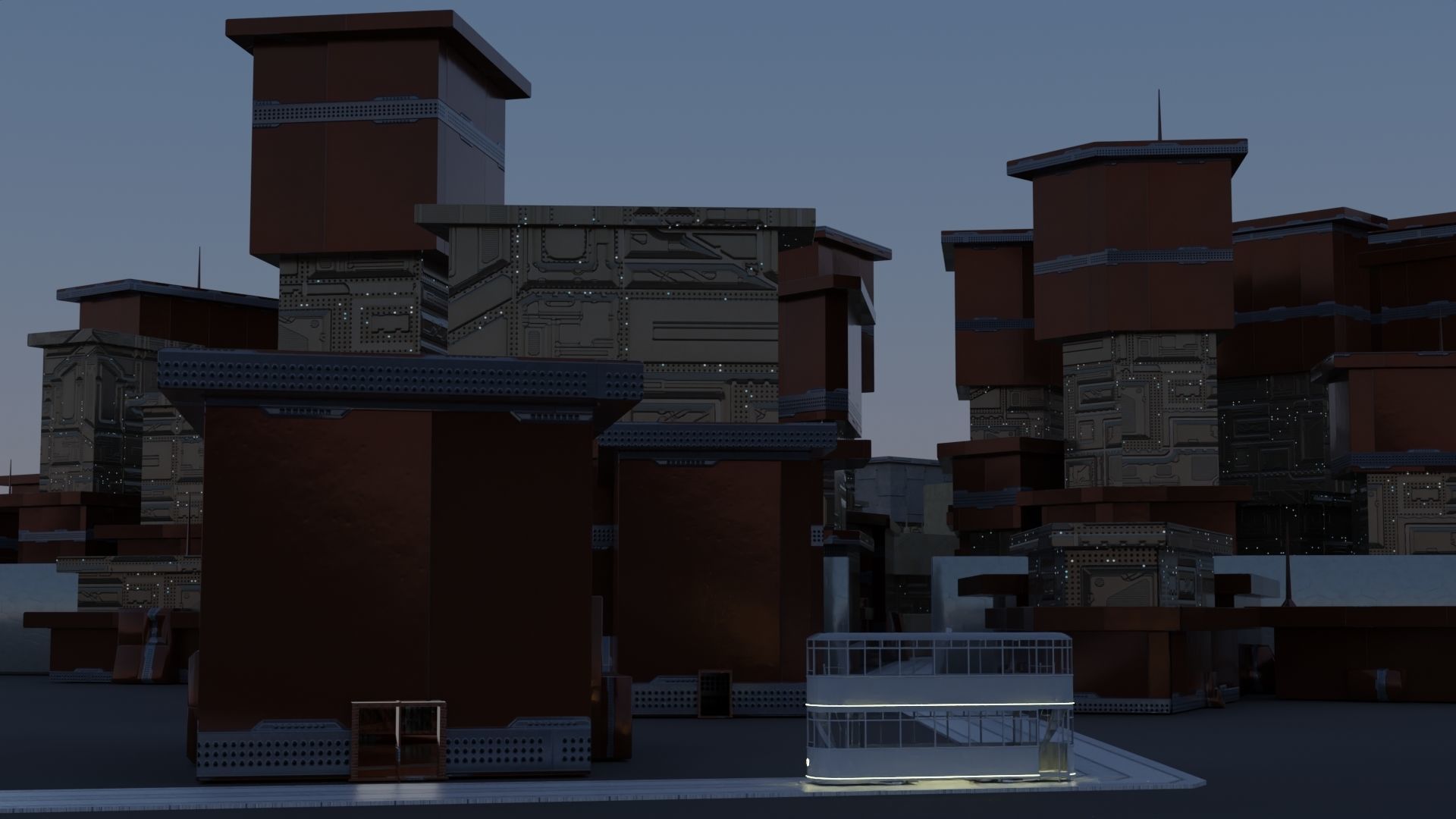 Sci fi city settlement Game Ready 4k real world scale Interiors Low-poly 3D model_4