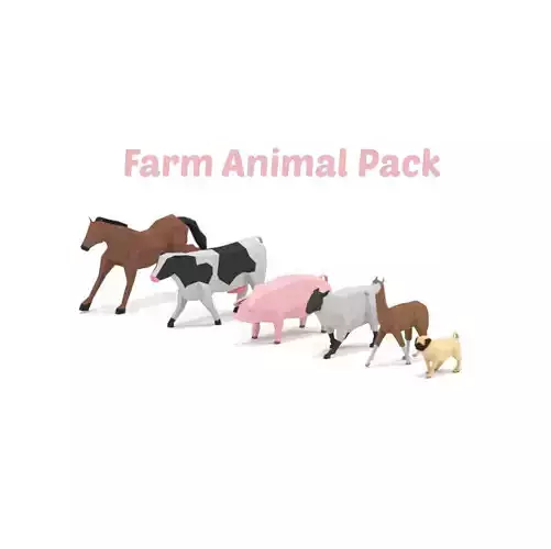 Farm Animals Pack Low-poly 3D model