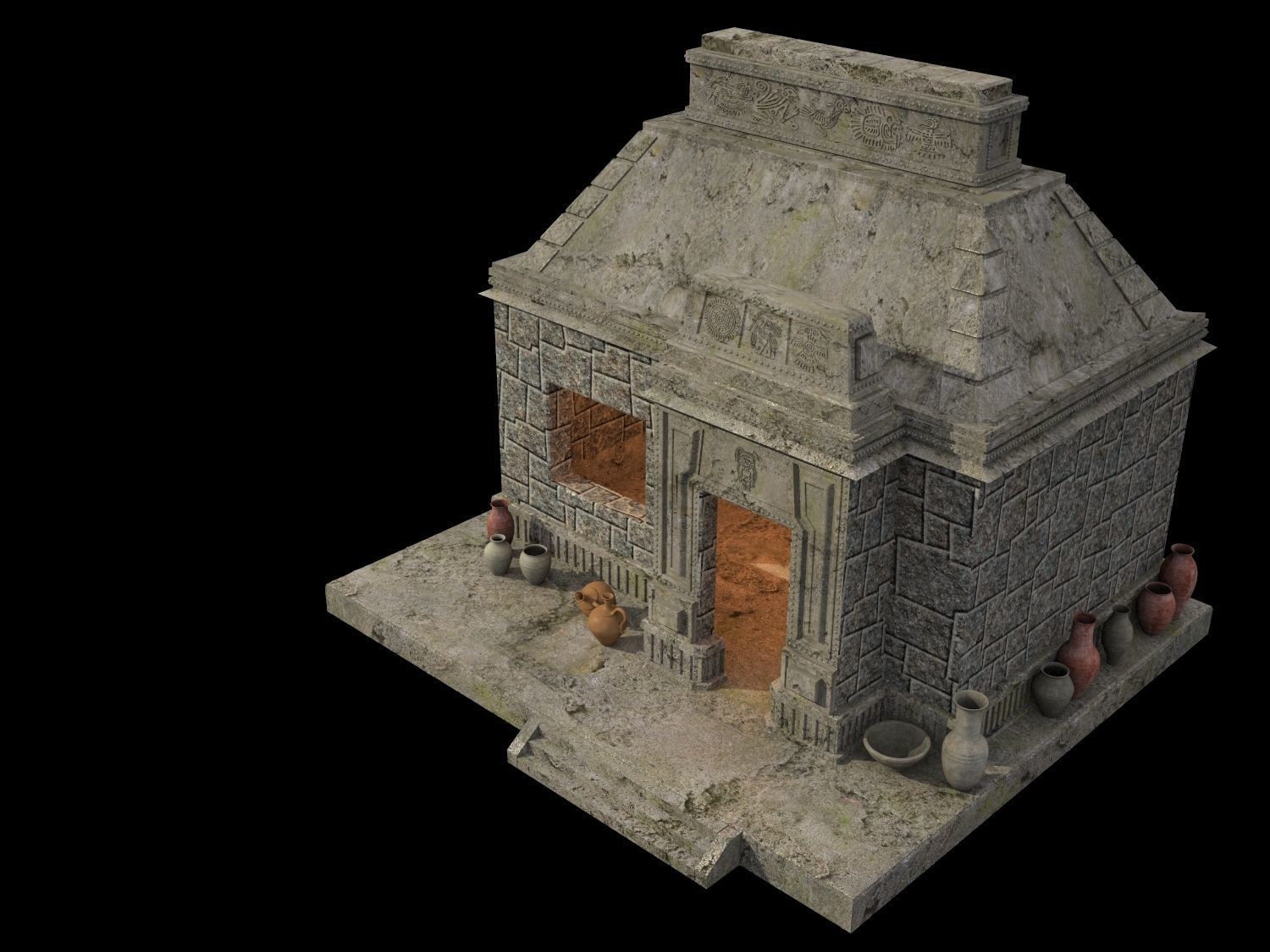 Aztec House 3D model_3