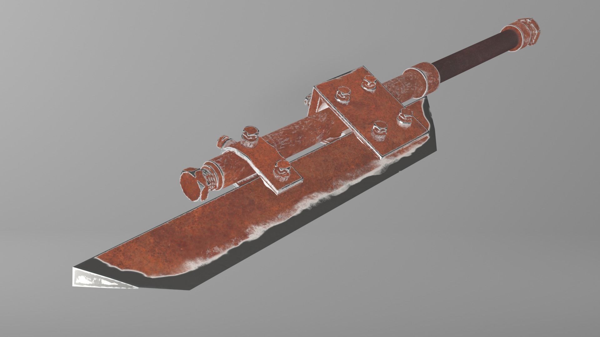 Post-apocalyptic homemade one-handed short sword 3D model_1