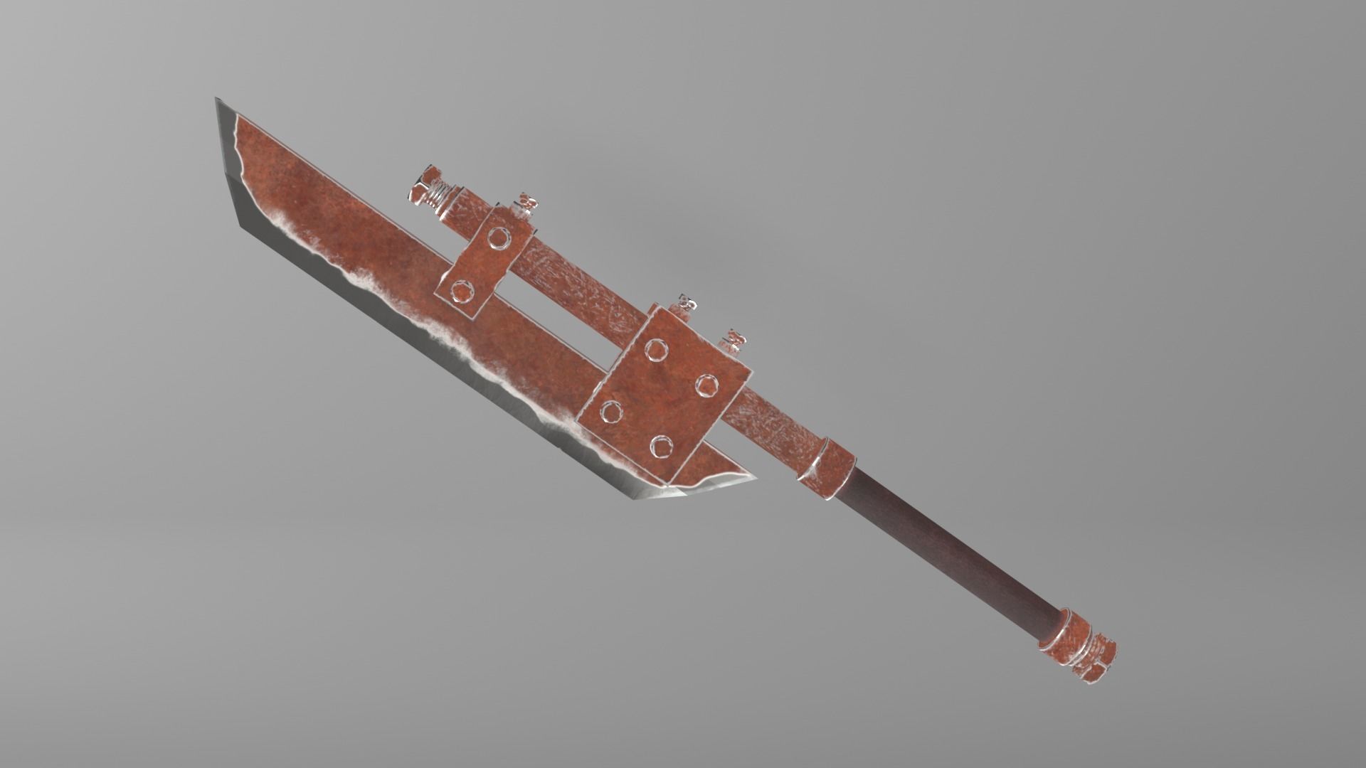Post-apocalyptic homemade one-handed short sword 3D model_3
