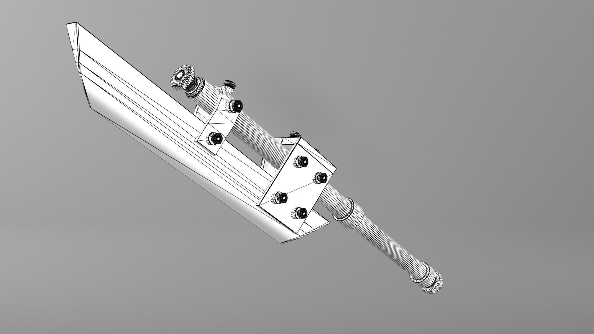 Post-apocalyptic homemade one-handed short sword 3D model_8