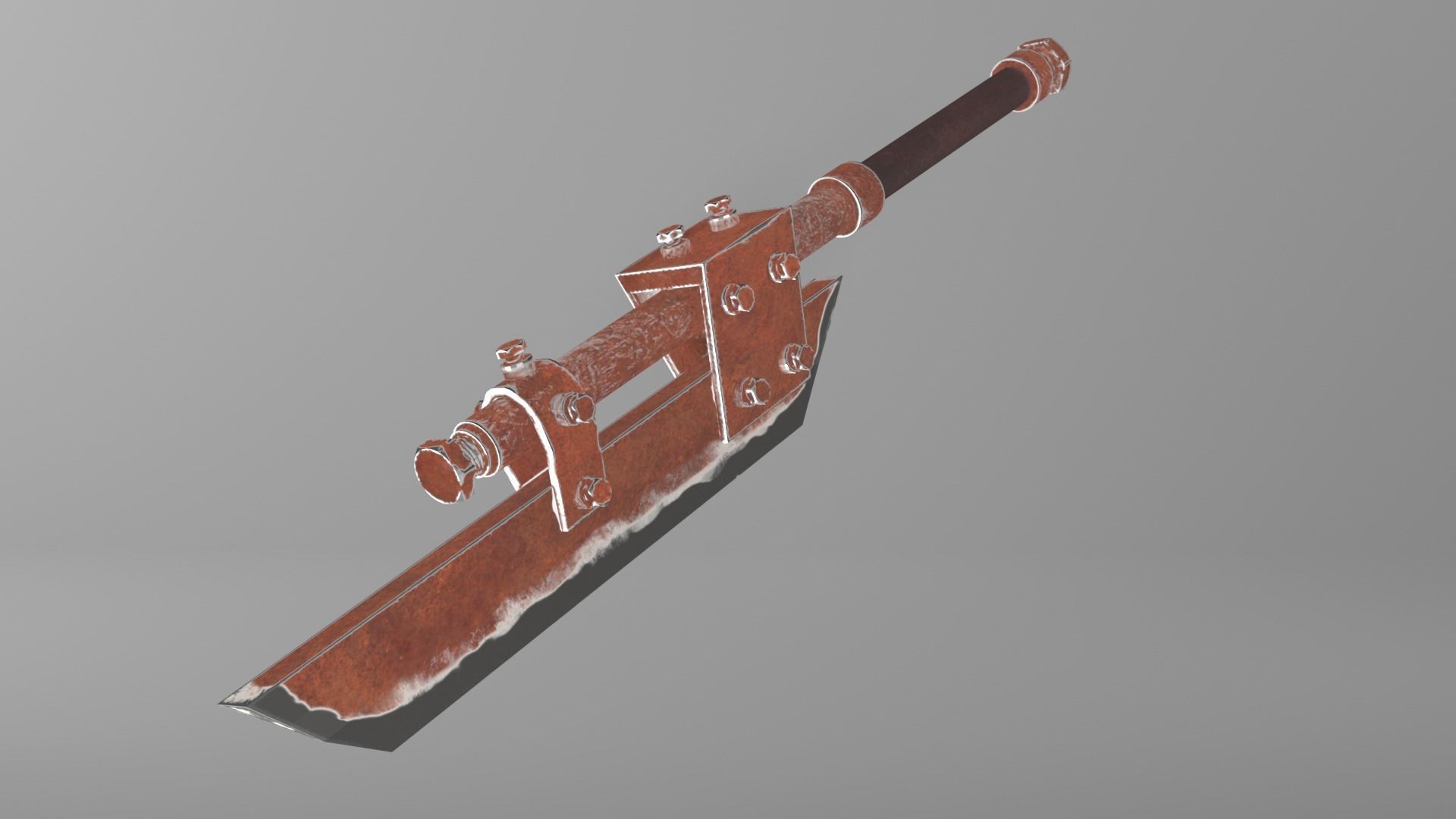 Post-apocalyptic homemade one-handed short sword 3D model_5