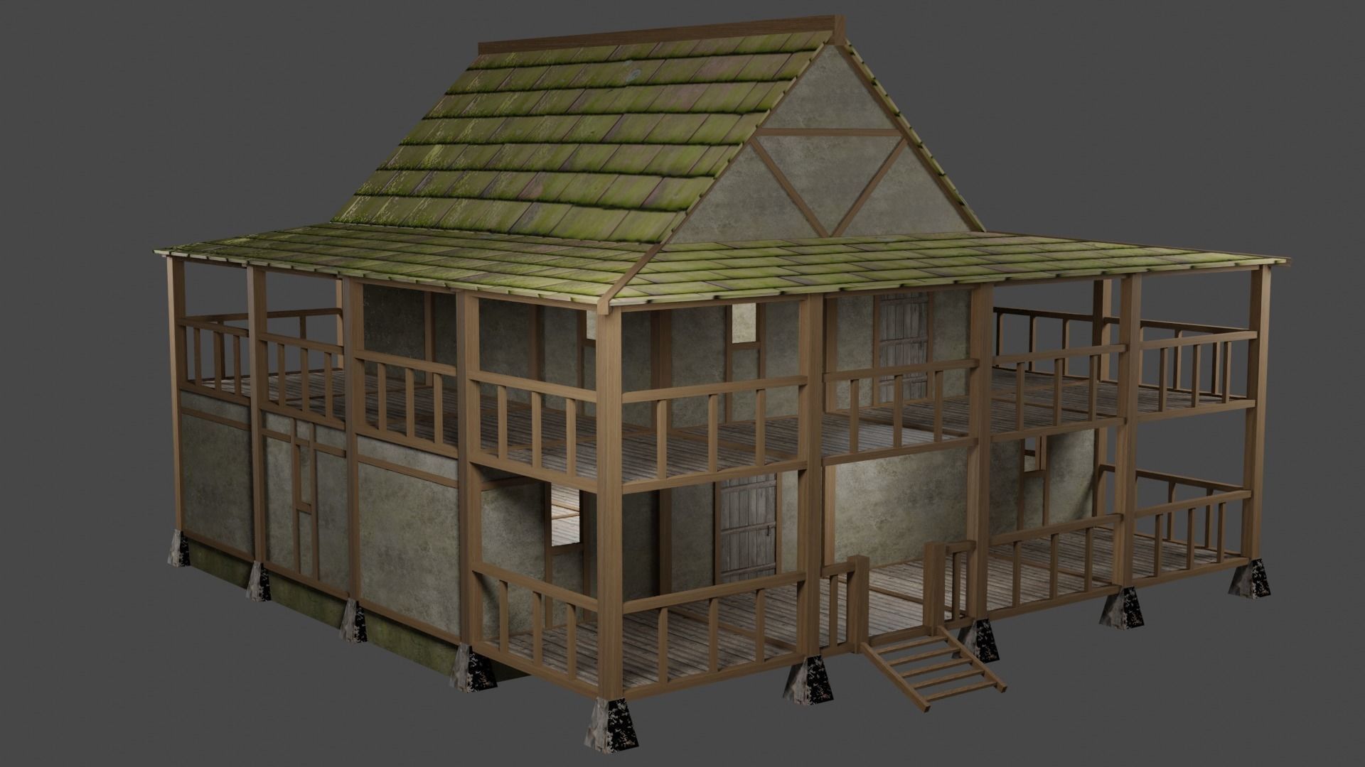 Enterable Medieval Village Building Pack Low-poly 3D model_7