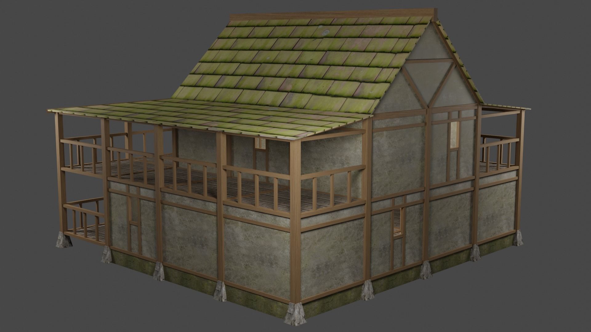 Enterable Medieval Village Building Pack Low-poly 3D model_8