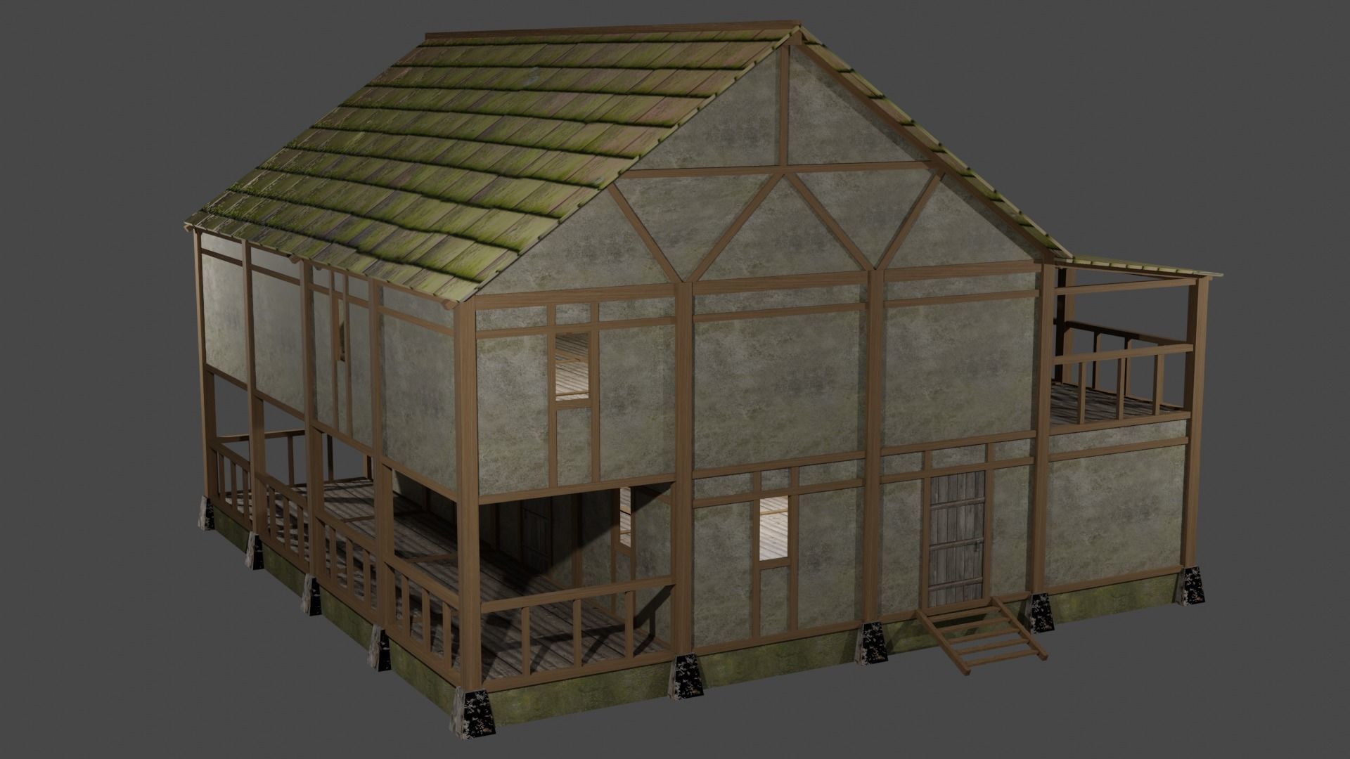 Enterable Medieval Village Building Pack Low-poly 3D model_3