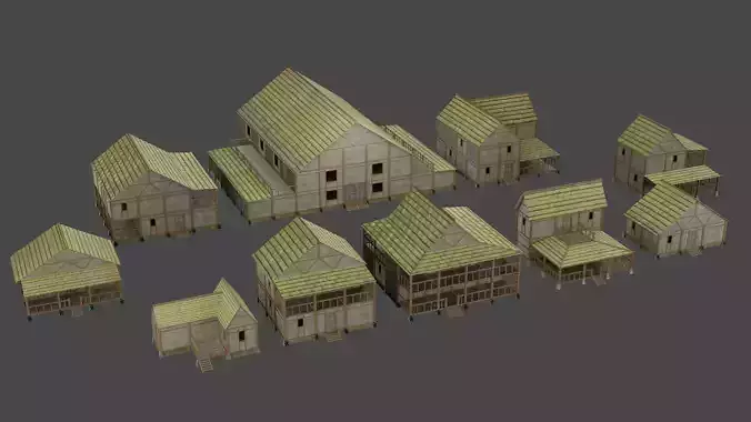 Enterable Medieval Village Building Pack