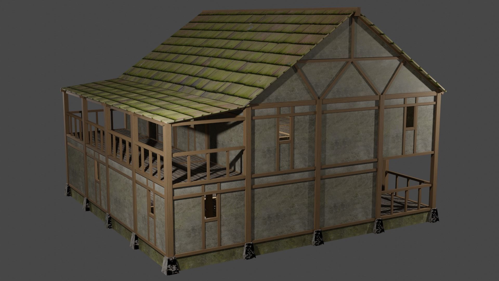 Enterable Medieval Village Building Pack Low-poly 3D model_4
