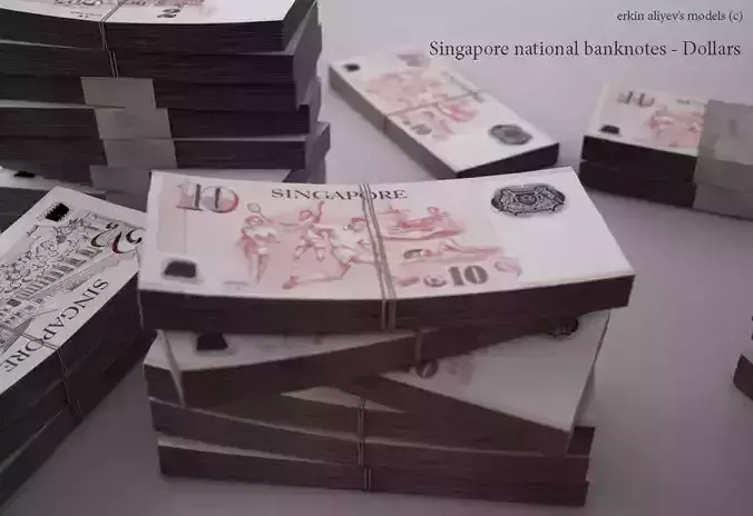 Singaporean-Dollars singapore national banknotes 3D model