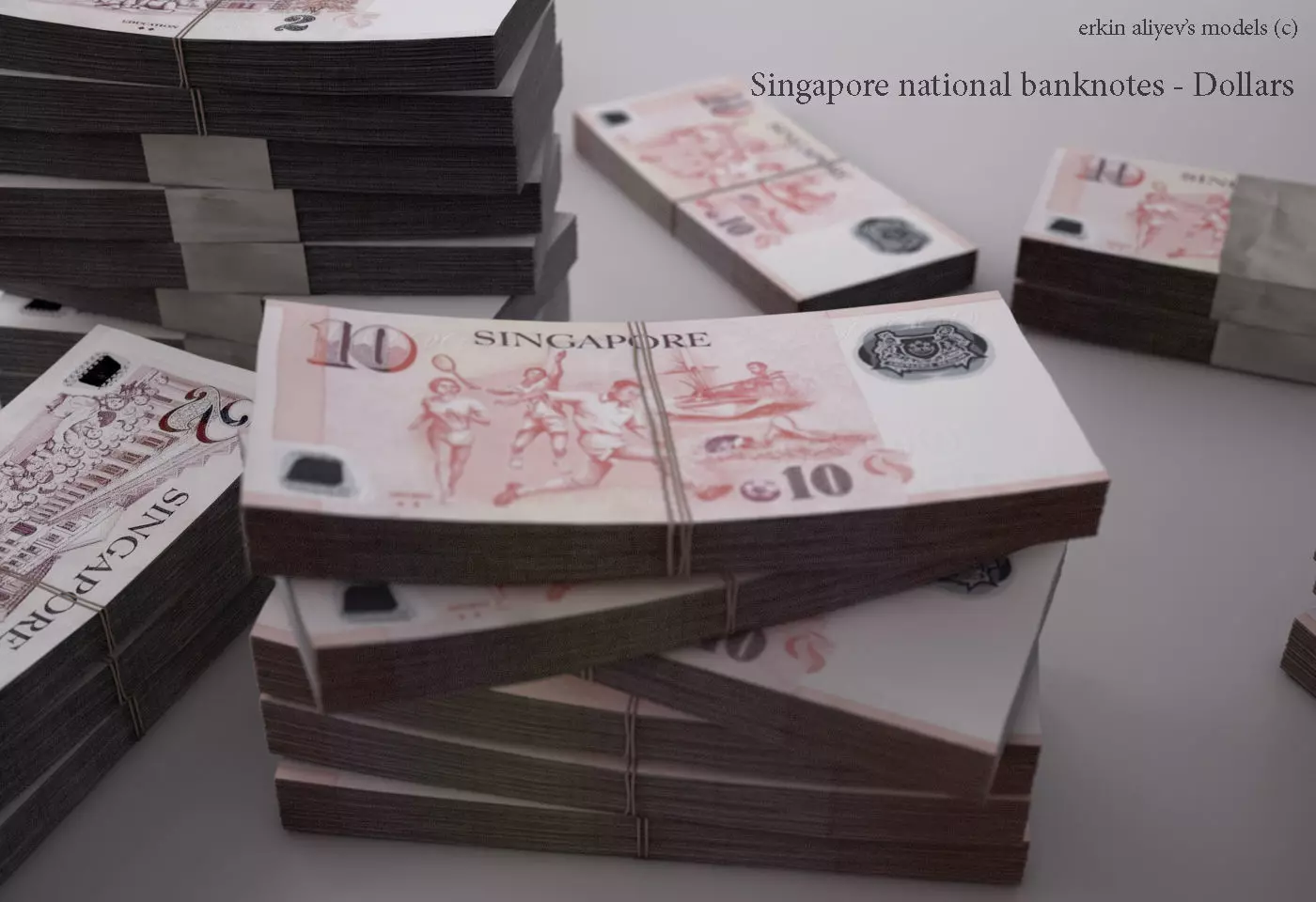 Singaporean-Dollars singapore national banknotes 3D model